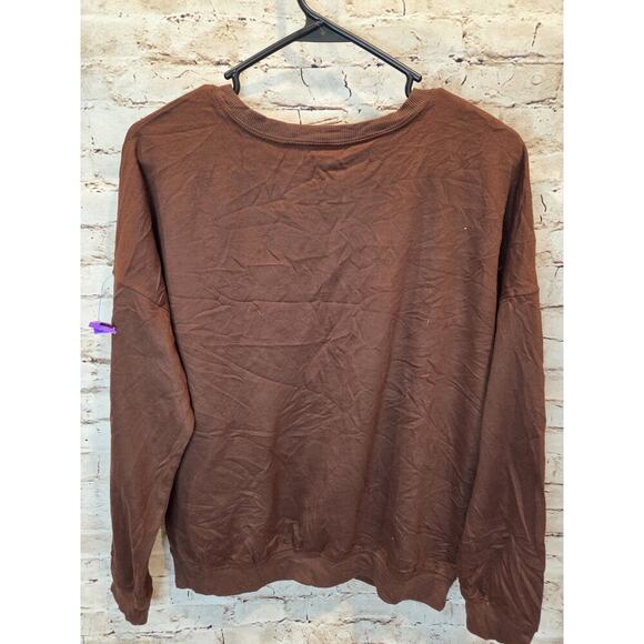 Disney Womens Brown Sweatshirt Winnie The Pooh "Livin' Bother Free" Size M - Picture 4 of 4